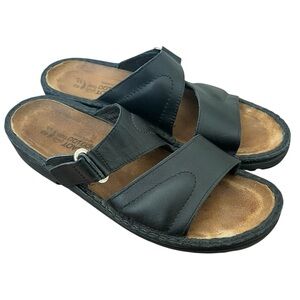 Naot slide sandals black leather Sz 9 Made in Israel